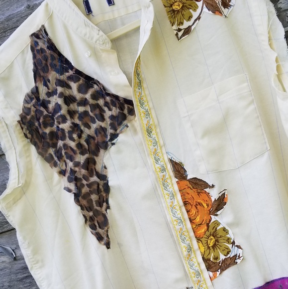 Vintage Floral Boho Shirt Dress Upcycled - Picture 2 of 6